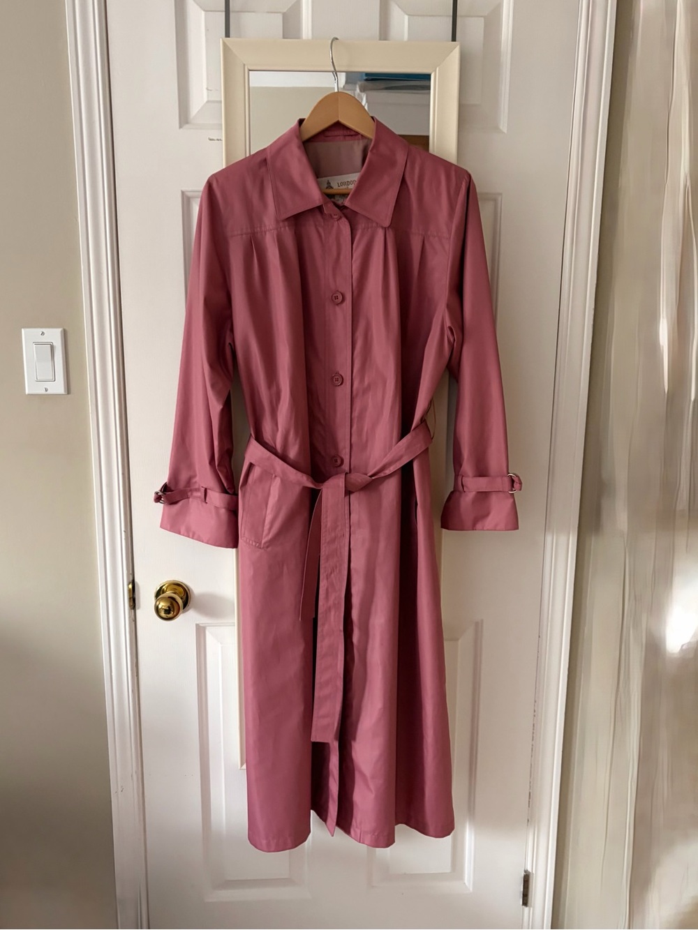 Vintage Women's Rose London Fog Pink Belted Trench Coat